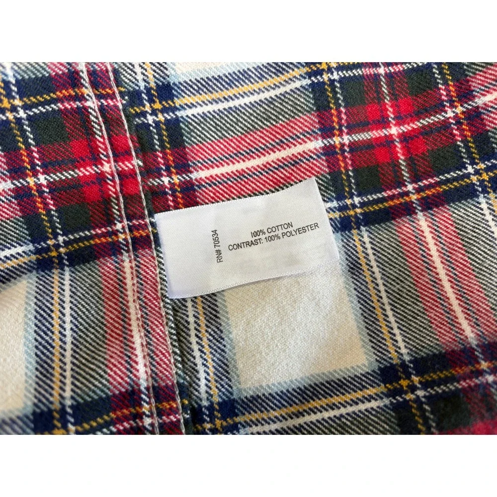 Orvis Mens Medium Classic Fit Flannel Shirt Red White Blue Plaid Cotton Long Slv - Picture 4 of 7